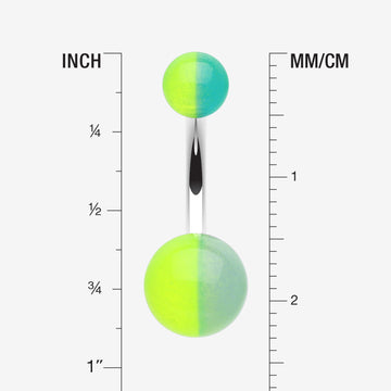 Detail View 1 of Two Toned Glow in the Dark Acrylic Belly Button Ring-Green/Blue